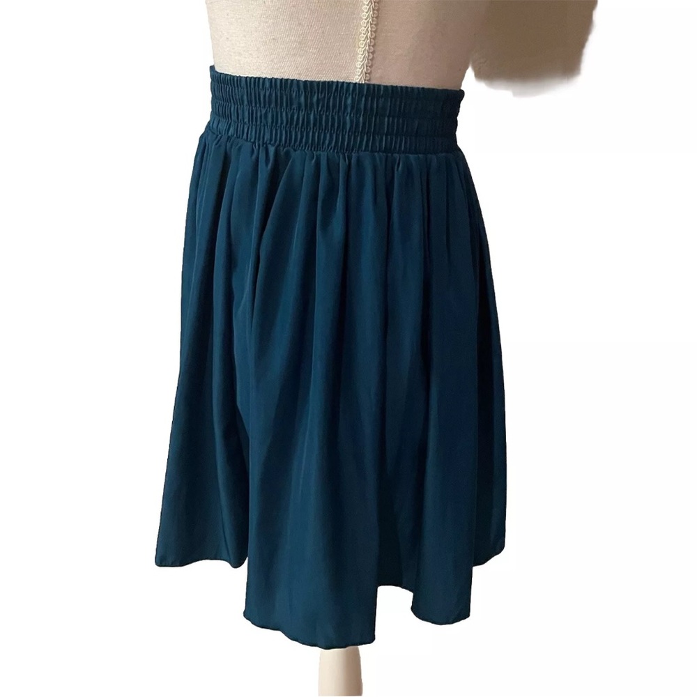American Apparel Skater Elastic Waist Mini Skirt Teal Circle Sz XS/S - Picture 2 of 4